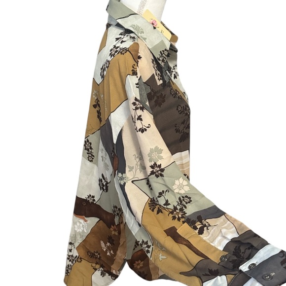 entro | Floral Patchwork High Low Button Up Blouse  🆕 NWT Oversized Sz Med/Lg - Picture 4 of 11